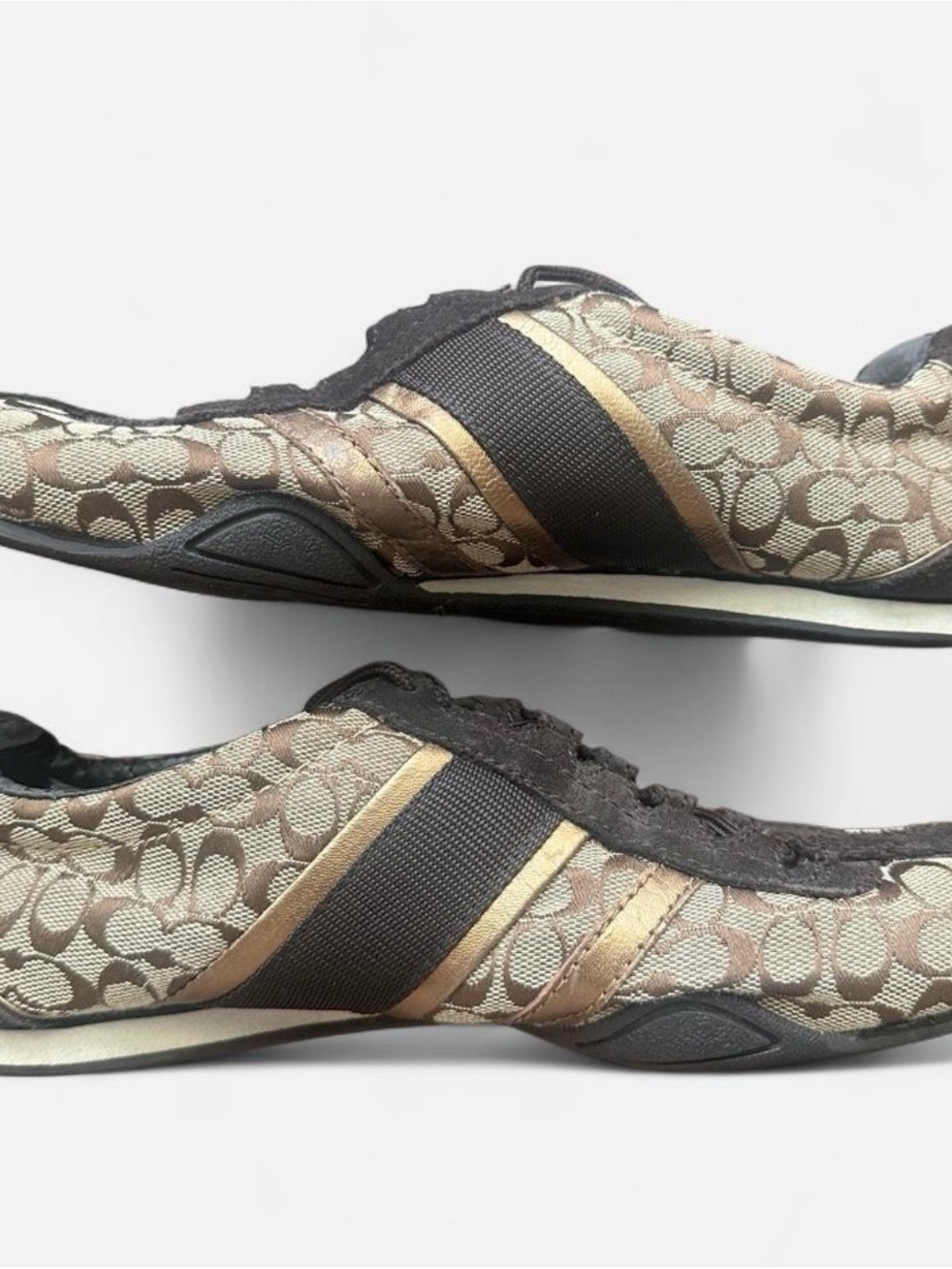 Coach Womens Signature Brown and Gold Logo Sneakers size 7.5